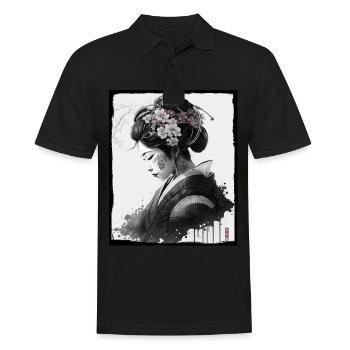 Fleurs de cerisier du Japon Geisha Neon - Polo Homme - noir - Devant - Kai (181cm)