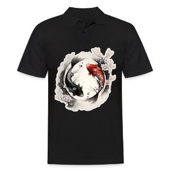 Japan Koi Fisch Karpfen Japanisch Kirschblüte - Männer Poloshirt - Schwarz - Vorne - Kai (181cm)