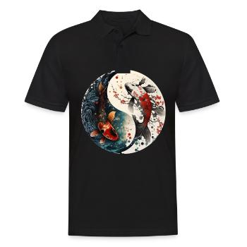 Japan Koi Fisch Karpfen Japanisch Kirschblüte - Männer Poloshirt - Schwarz - Vorne - Kai (181cm)