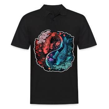 Japan Koi Fisch Karpfen Japanisch Kirschblüte - Männer Poloshirt - Schwarz - Vorne - Kai (181cm)