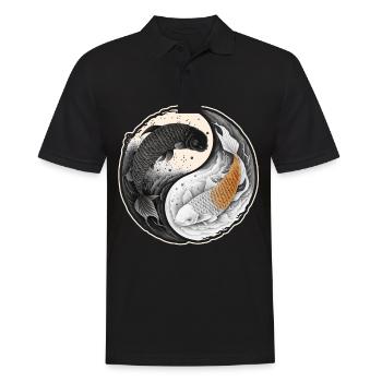 Japan Koi Fisch Karpfen Japanisch Kirschblüte - Männer Poloshirt - Schwarz - Vorne - Kai (181cm)