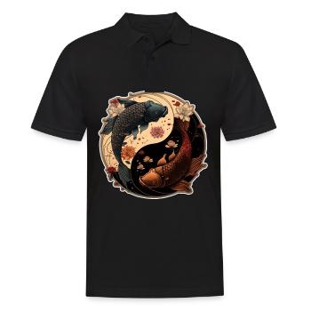Japan Koi Fisch Karpfen Japanisch Kirschblüte - Männer Poloshirt - Schwarz - Vorne - Kai (181cm)