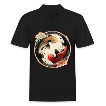Japan Koi Fisch Karpfen Japanisch Kirschblüte - Männer Poloshirt - Schwarz - Vorne - Kai (181cm)
