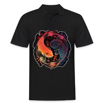 Japan Koi Fisch Karpfen Japanisch Kirschblüte - Männer Poloshirt - Schwarz - Vorne - Kai (181cm)