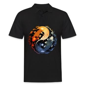 Japan Koi Fisch Karpfen Japanisch Kirschblüte - Männer Poloshirt - Schwarz - Vorne - Kai (181cm)