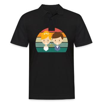 Mariage Mariage Petit ami Petite amie Mariage Amour - Polo Homme - noir - Devant - Kai (181cm)