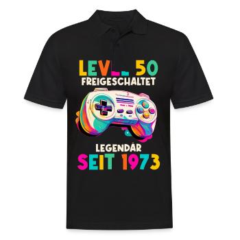 1973 Level 50 Jahre Gaming 50er 50 Geburtstag - Männer Poloshirt - Schwarz - Vorne - Kai (181cm)