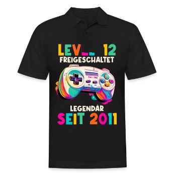 2011 Level 12 Jahre Gaming 12er 12 Geburtstag - Männer Poloshirt - Schwarz - Vorne - Kai (181cm)