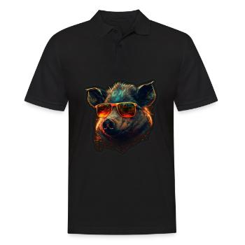 Chasse au sanglier Chasseur Sanglier Chasse Forêt - Polo Homme - noir - Devant - Kai (181cm)