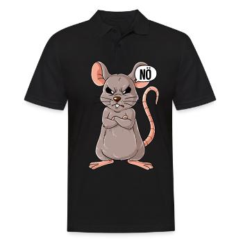 Maus Nö - Männer Poloshirt - Schwarz - Vorne - Kai (181cm)