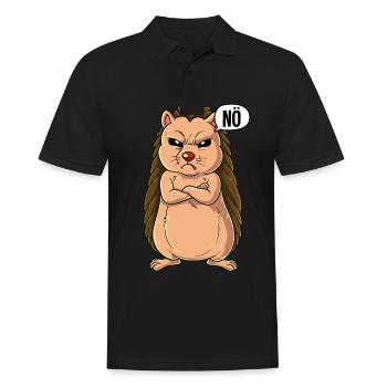 Igel Nö - Männer Poloshirt - Schwarz - Vorne - Kai (181cm)