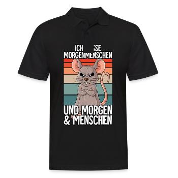 Ich Hasse Morgenmenschen Maus - Männer Poloshirt - Schwarz - Vorne - Kai (181cm)