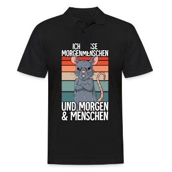 Ich Hasse Morgenmenschen Ratte - Männer Poloshirt - Schwarz - Vorne - Kai (181cm)