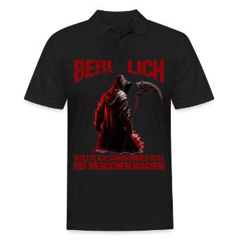 Beruflich schon immer was mit Menschen machen - Männer Poloshirt - Schwarz - Vorne - Kai (181cm)