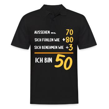 50 Jahre 50 Jähriger 50 Jährige 50 Geburtstag - Männer Poloshirt - Schwarz - Vorne - Kai (181cm)