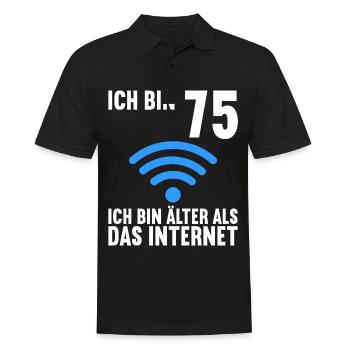 Ich bin 75 Ich bin älter als das Internet - Männer Poloshirt - Schwarz - Vorne - Kai (181cm)