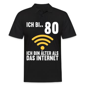 Ich bin 80 Ich bin älter als das Internet - Männer Poloshirt - Schwarz - Vorne - Kai (181cm)