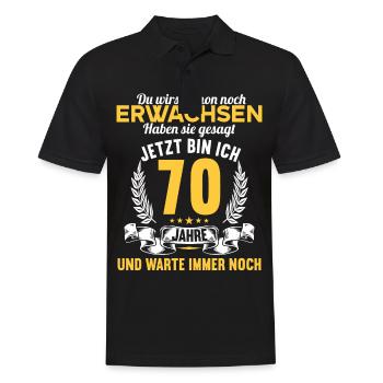 Du wirst schon noch erwachsen 70 Geburtstag - Männer Poloshirt - Schwarz - Vorne - Kai (181cm)