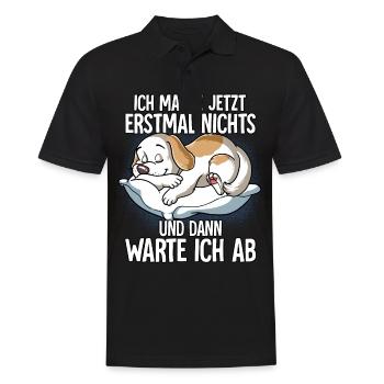 Langschläfer Hund Müde Schlaf - Männer Poloshirt - Schwarz - Vorne - Kai (181cm)