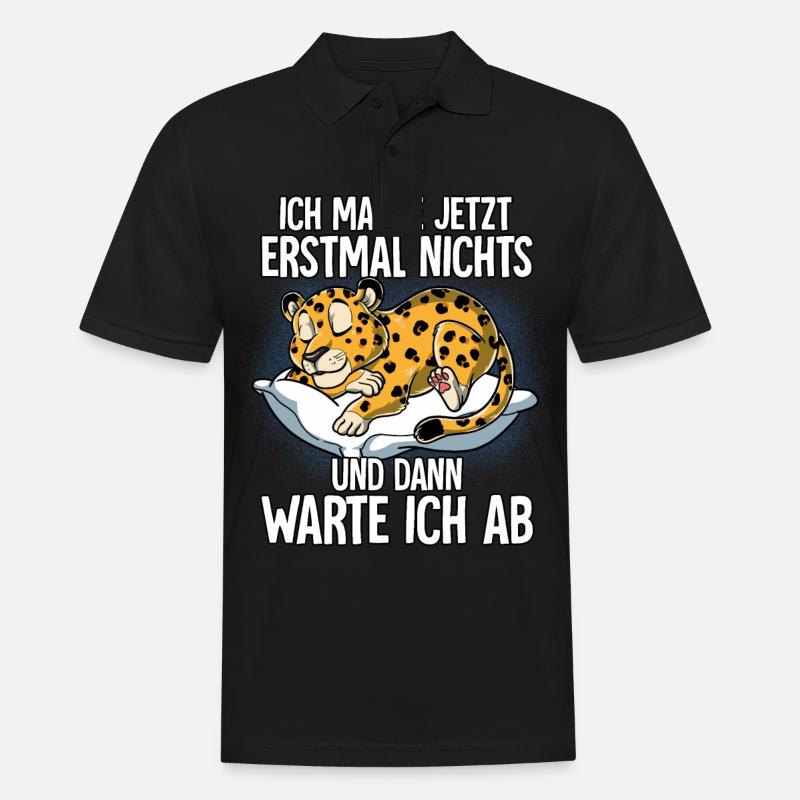 Langschläfer Leopard Müde Schlaf - Männer Poloshirt - Schwarz