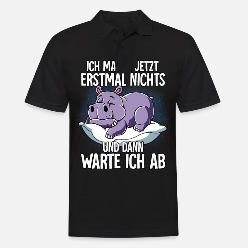 Langschläfer Nilpferd Müde Schlaf - Männer Poloshirt - Schwarz