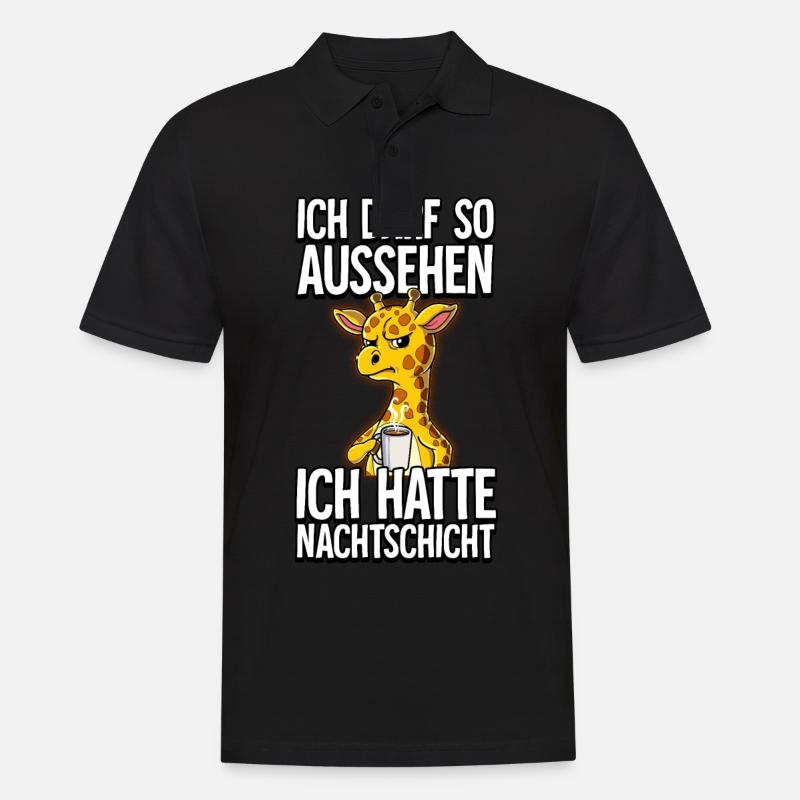 Ich Hatte Nachtschicht Kaffee Giraffe - Männer Poloshirt - Schwarz