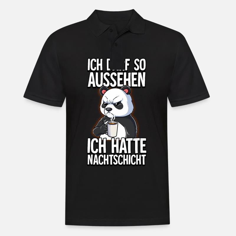 Ich Hatte Nachtschicht Kaffee Panda - Männer Poloshirt - Schwarz