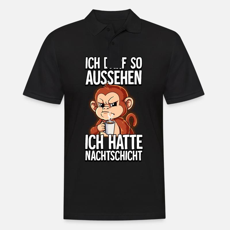 Ich Hatte Nachtschicht Kaffee Affe - Männer Poloshirt - Schwarz