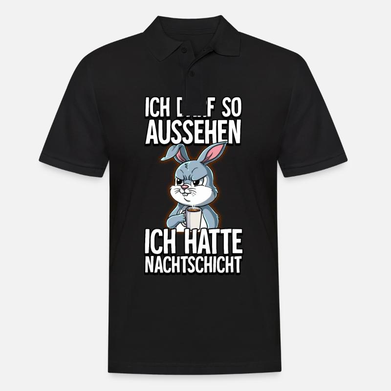 Ich Hatte Nachtschicht Kaffee Hase - Männer Poloshirt - Schwarz