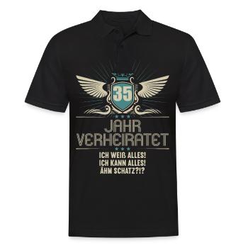 35 Jahr verheiratet weiß alles 35.Hochzeitstag - Männer Poloshirt - Schwarz - Vorne - Kai (181cm)