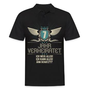 7 Jahr verheiratet weiß alles 7.Hochzeitstag - Männer Poloshirt - Schwarz - Vorne - Kai (181cm)