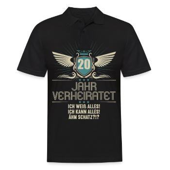 20 Jahr verheiratet weiß alles 20.Hochzeitstag - Männer Poloshirt - Schwarz - Vorne - Kai (181cm)
