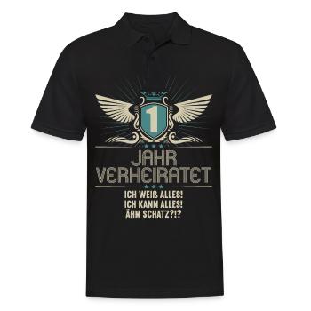 1 Jahr verheiratet weiß alles 1.Hochzeitstag - Männer Poloshirt - Schwarz - Vorne - Kai (181cm)