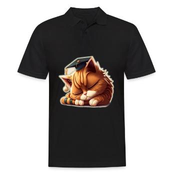 Abschluss Schlafen Katze Uni Master Bachelor - Männer Poloshirt - Schwarz - Vorne - Kai (181cm)