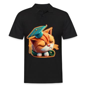 Abschluss Schlafen Katze Uni Master Bachelor - Männer Poloshirt - Schwarz - Vorne - Kai (181cm)