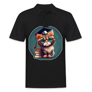 Abschluss Schlafen Katze Uni Master Bachelor - Männer Poloshirt - Schwarz - Vorne - Kai (181cm)
