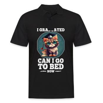 Abschluss Schlafen Katze Uni Master Bachelor - Männer Poloshirt - Schwarz - Vorne - Kai (181cm)