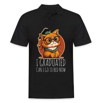 Abschluss Schlafen Katze Uni Master Bachelor - Männer Poloshirt - Schwarz - Vorne - Kai (181cm)