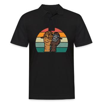 Lamas Alpaka Alpakas Lamamama Lamapapa Lama - Männer Poloshirt - Schwarz - Vorne - Kai (181cm)