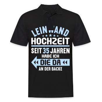 35 verheiratet Leinwand Hochzeit 35.Hochzeitstag - Männer Poloshirt - Schwarz - Vorne - Kai (181cm)