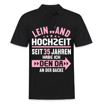 35 verheiratet Leinwand Hochzeit 35.Hochzeitstag - Männer Poloshirt - Schwarz - Vorne - Kai (181cm)