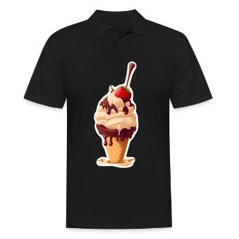 Crème glacée Crème glacée molle Je suis ici pour la crème glacée - Polo Homme - noir - Devant - Kai (181cm)