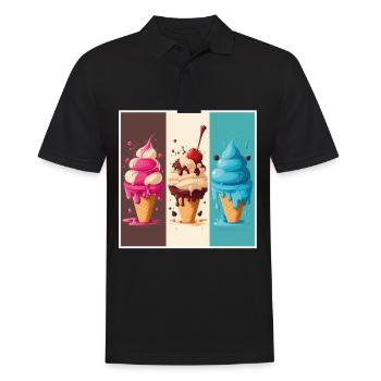 Eis Eiscreme Soft Eis Ich bin wegen dem Eis hier - Männer Poloshirt - Schwarz - Vorne - Kai (181cm)