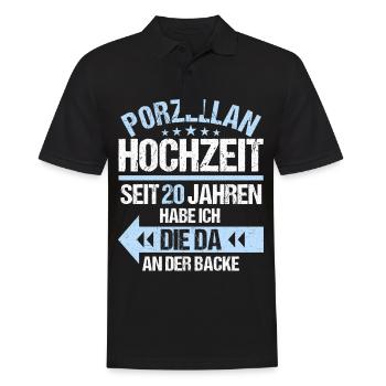 20 verheiratet Porzellan Hochzeit 20.Hochzeitstag - Männer Poloshirt - Schwarz - Vorne - Kai (181cm)