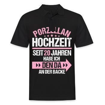 20 verheiratet Porzellan Hochzeit 20.Hochzeitstag - Männer Poloshirt - Schwarz - Vorne - Kai (181cm)