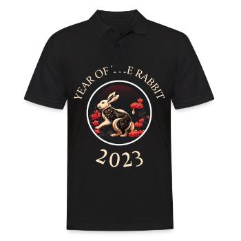 Hase China Kaninchen Chinesisches Neujahr Blumen - Männer Poloshirt - Schwarz - Vorne - Kai (181cm)