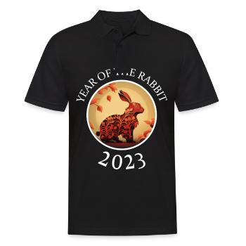 Hase China Kaninchen Chinesisches Neujahr Blumen - Männer Poloshirt - Schwarz - Vorne - Kai (181cm)