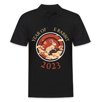 Hase China Kaninchen Chinesisches Neujahr Blumen - Männer Poloshirt - Schwarz - Vorne - Kai (181cm)