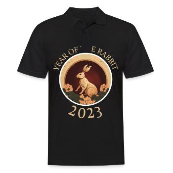 Hase China Kaninchen Chinesisches Neujahr Blumen - Männer Poloshirt - Schwarz - Vorne - Kai (181cm)