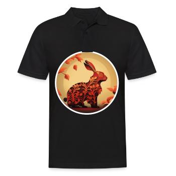 Hase China Kaninchen Chinesisches Neujahr Blumen - Männer Poloshirt - Schwarz - Vorne - Kai (181cm)